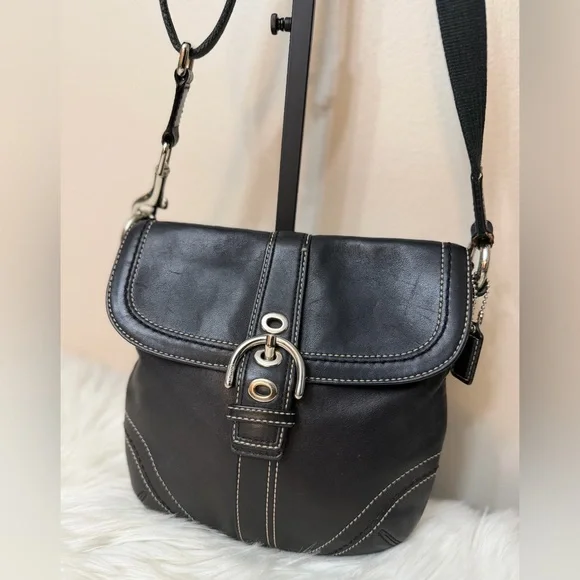 Coach Black Leather Crossbody Bag with Buckle - Picture 2 of 12